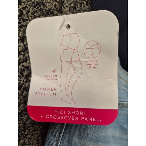 Isabel Maternity By Ingrid & Isabel Midi Short With Crossover Panel Denim Shorts - Picture 3 of 7